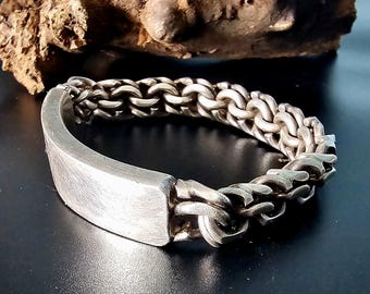 Mexican Vintage Biker Sterling Name Bracelet fits 7 1/2 wrist. JB 167