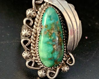 Terrific Turquoise Vintage Ring Old Pawn Size 7 JR 430