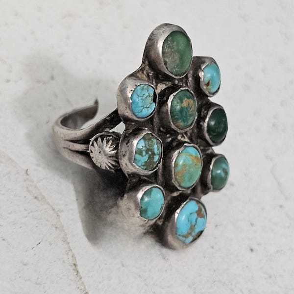 1930s Zuni Turquoise Vintage Ring Old Pawn Size 5 1/2  JR 903
