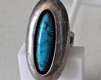 Shadowbox Zuni Turquoise Vintage Ring Old Pawn Size 9. JR 290