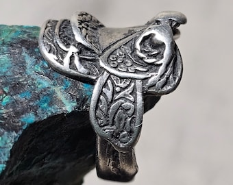 Vintage Silver Saddle Ring Cast Silver Sterling Mexican Size 10 1/4