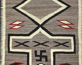 Whirling Logs Good Luck Vintage Navajo Rug C1930s Great Old Condition W 200