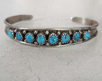 Vintage Zuni Turquoise Snakeyes Old Pawn. 6 1/4" wrist JB 970