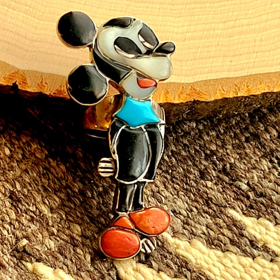 Large Vintage Native Mickey Mouse Ring Size 6 3/4… - image 1