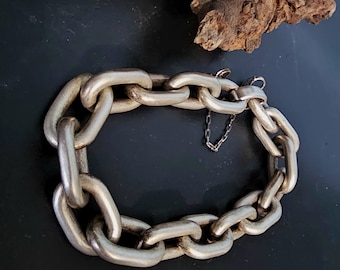 Chunky Vintage Biker Sterling Bracelet fits 7 1/2 wrist. JB 166