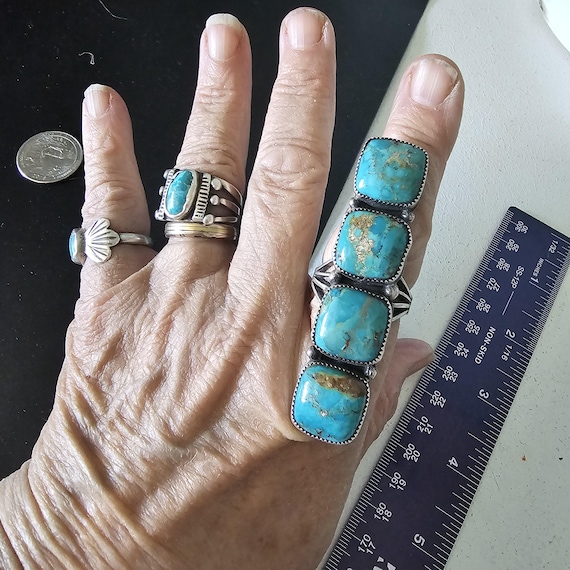 Dramatic Bisbee Statement Ring 4 Large Stones Nat… - image 7