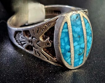 1950s Thunderbird Zuni Vintage  Ring Sterling Old Pawn Size 12 JR 472