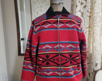 Red Pendleton Mans Aztec Coat XL  size #C 71