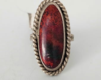Rare Campbellite Red Stone Vintage Ring Old Pawn Size 6. JR 770