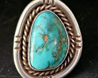 Blue Turquoise Vintage Ring Old Pawn Size 7 1/2 JR 412