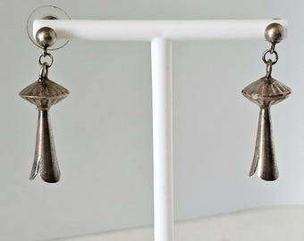 Squash Blossom Silver Earrings Vintage Native Old Pawn. # JE 525