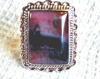 Picture Agate Ring Vintage Native Size 5 Old Pawn JR 217