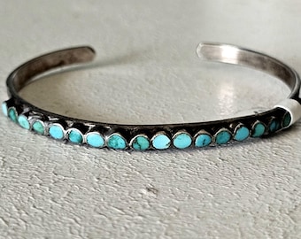 Dishta Blue Turquoise Stacker Bracelet Old Pawn fits 6" wrist. JB 43