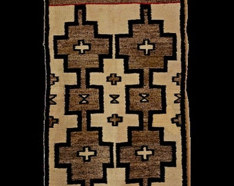 Graphic Cross Vintage Regional Navajo Rug C1960s Immaculate Condition Handwoven Navajo Weaving