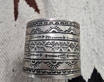 Tawney Willie Silver Native Cuff Bracelet Old Pawn. 7" wrist. JB 355