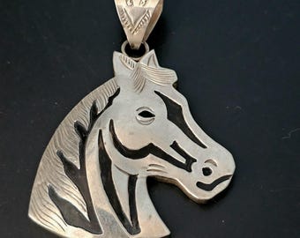 Silver Overlay Horse Pendent Vintage Sterling # JPN 131