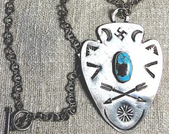 1930s Arrow Turquoise Necklace Vintage Old Pawn JN 820