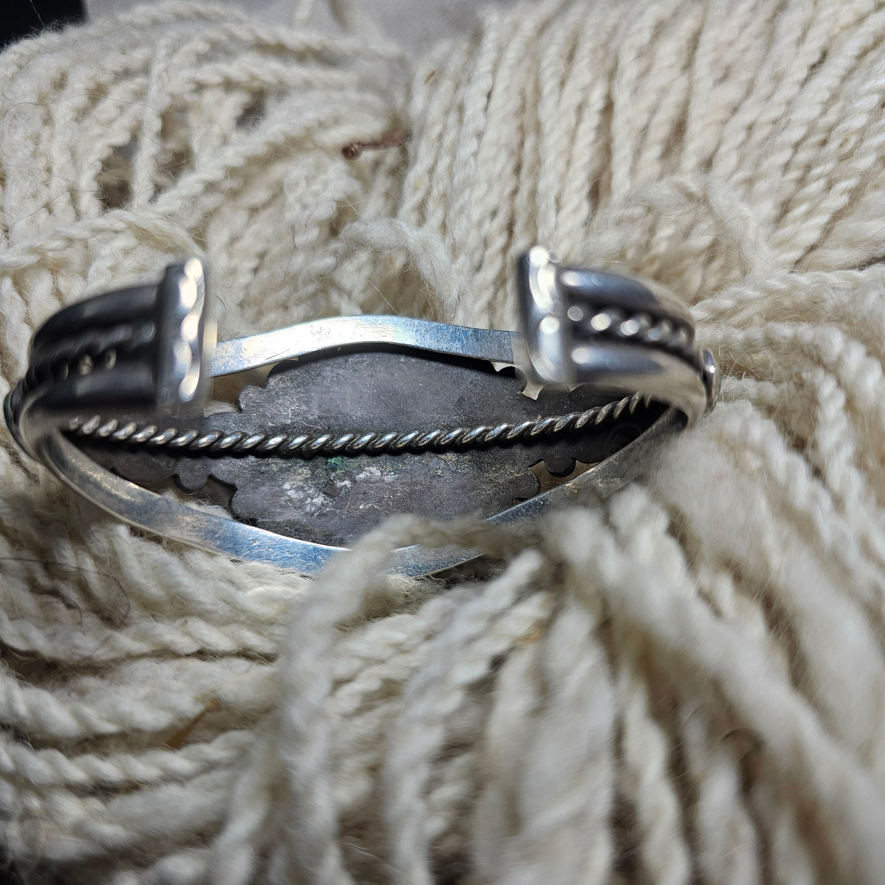 Angie Cheama 121 Gram Vintage Zuni Turquoise Sterling Silver Bracelet Angie Cheama 121 Gram Vintage Zuni Turquoise Sterling Silver Bracelet