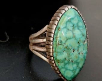 Great Bezel Turquoise Vintage Sterling Native Man Ring Size 11 Old Pawn JR 424