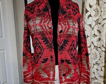 Ralph Lauren Aztec Sweater Christmas Red Size Small #C 26