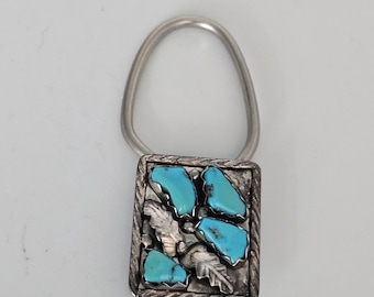 Keyholder Vintage Native Sterling and Turquoise Old Pawn # JK 1