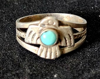 1930s Bell Thunderbird Vintage Native Ring Sterling Old Pawn Size 6 1/2 JR 464