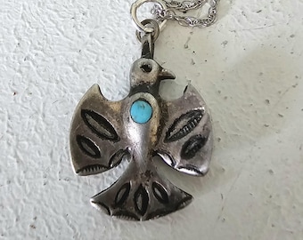 Cast Silver Thunderbird Necklace Vintage 1930s Old Pawn JN 707