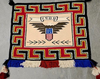 Vintage Sunday Saddle Blanket Navajo Rug Weaving