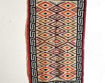 Authentic Vintage Navajo Fancy Dazzler Rug 72" x 38" C1930s W 202