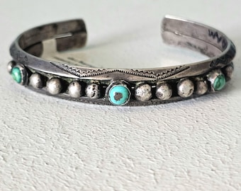 Rare Old Whirling Logs Double Carinated Silver Cuff Old Pawn Fits 6 1/2" wrist JB 82