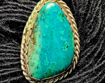 Big Blue Turquoise Navajo Vintage Native Ring Size 11 Old Pawn