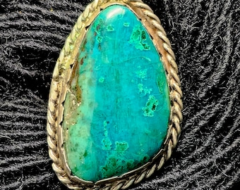 Big Blue Turquoise Navajo Vintage Native Ring Size 11 Old Pawn