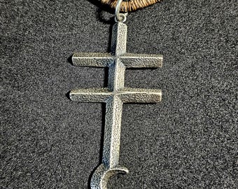 Pueblo Cross Signed Sterling Necklace Heishi Old Pawn C1970s JN 792