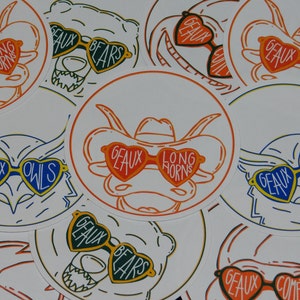 Texas College Mascot Stickers- UT, Rice, Baylor, UT Dallas