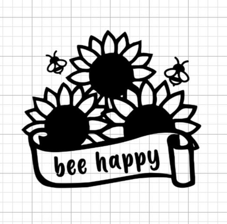 Download Bee Happy Sunflower Banner SVG Cut File Design for Cricut ...