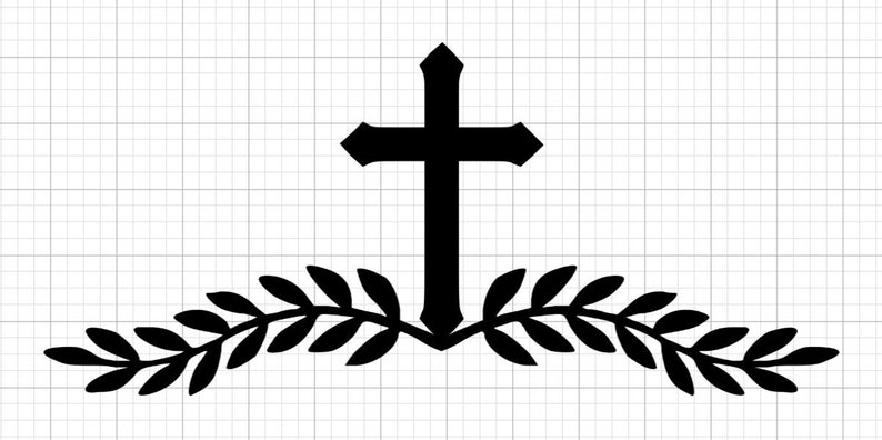 Simple cross with leaves svg cut file for cricut instant  etsy