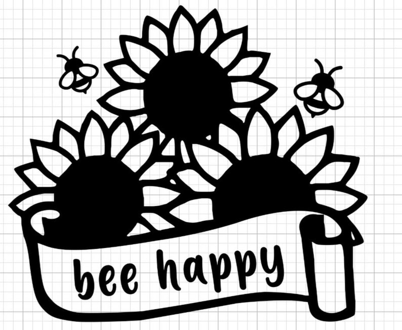 Download Bee Happy Sunflower Banner SVG Cut File Design for Cricut ...