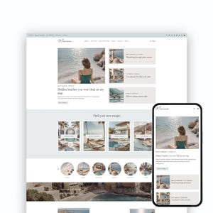 Travel Blog WordPress Theme: Kadence Template for Travel Blogger, Influencer & Lifestyle Creator, Feminine Aesthetic Blog Design • Marina
