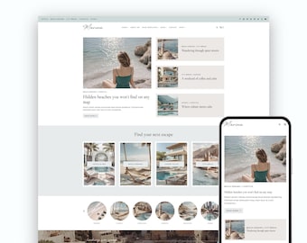 Travel Blog WordPress Theme: Kadence Template for Travel Blogger, Influencer & Lifestyle Creator, Feminine Aesthetic Blog Design • Marina