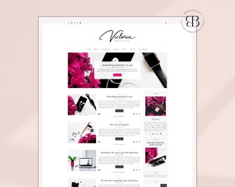 Victoria • Responsive Blogger template, premium Blogger theme with slider, feminine Blogspot layout, premade simple lifestyle blog design