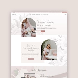 Odette Blush • Pink Coaching WordPress Theme, Pink Feminine Kadence Child Theme for Coach, Business, Marketing, Podcast Website Template