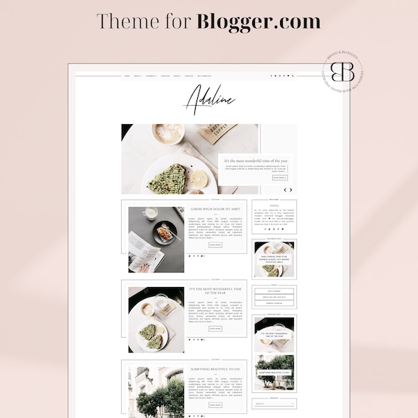 Adaline • Responsive Blogger template, fashion premium Blogger theme with slider, lifestyle blog design, premade feminine Blogspot layout