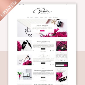 Victoria • Responsive Blogger template, premium Blogger theme with slider, feminine Blogspot layout, premade simple lifestyle blog design