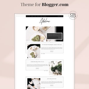 Adaline Dark Responsive Blogger template, fashion premium Blogger theme, slider lifestyle blog design, premade feminine Blogspot layout image 1