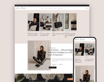 Dark Editorial Magazine WordPress Theme: Kadence Blog Template for Fashion Lifestyle Blogger, Mommy Blogging Feminine Website • Aria Dark