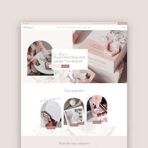 Pink WordPress Blog Theme, Feminine Kadence Child Theme for Bloggers, Influencer, Podcast, Elegant Modern Website Template Odette Blush