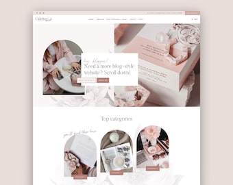 Pink WordPress Blog Theme, Feminine Kadence Child Theme for Bloggers, Influencer, Podcast, Elegant Modern Website Template Odette Blush