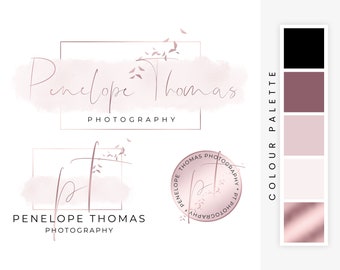 Premade feminine website logo, premium blogger logo, logo package for blog, rose metallic bloggers branding kit, rose gold design for woman