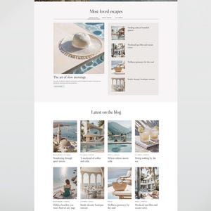 Travel lifestyle blog WordPress theme with feminine aesthetic design, Kadence template for slow living, travel bloggers and content creators