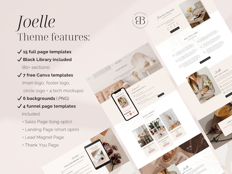 Joelle is a feminine WordPress child theme for Kadence, designed for: bloggers, podcasters, coaches, creators of digital products, business strategists, creative designers, virtual assistants, social media managers and other female entrepreneurs!